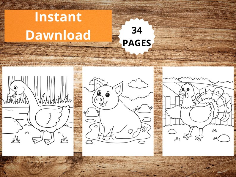 Farm Life Coloring Book/34 Coloring Pages/digital Download - Etsy