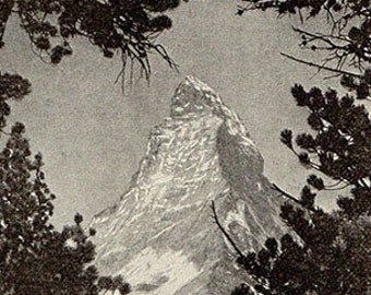 Antique print The Matterhorn 1920s illustration decor b/w mountain