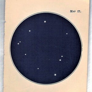 Miniatur 1898 ANTIKE Sternenkarte 17 Ophiuchus Skorpion Astronomie Südliche Sternbilder - vintage Sternzeichen Sternzeichen