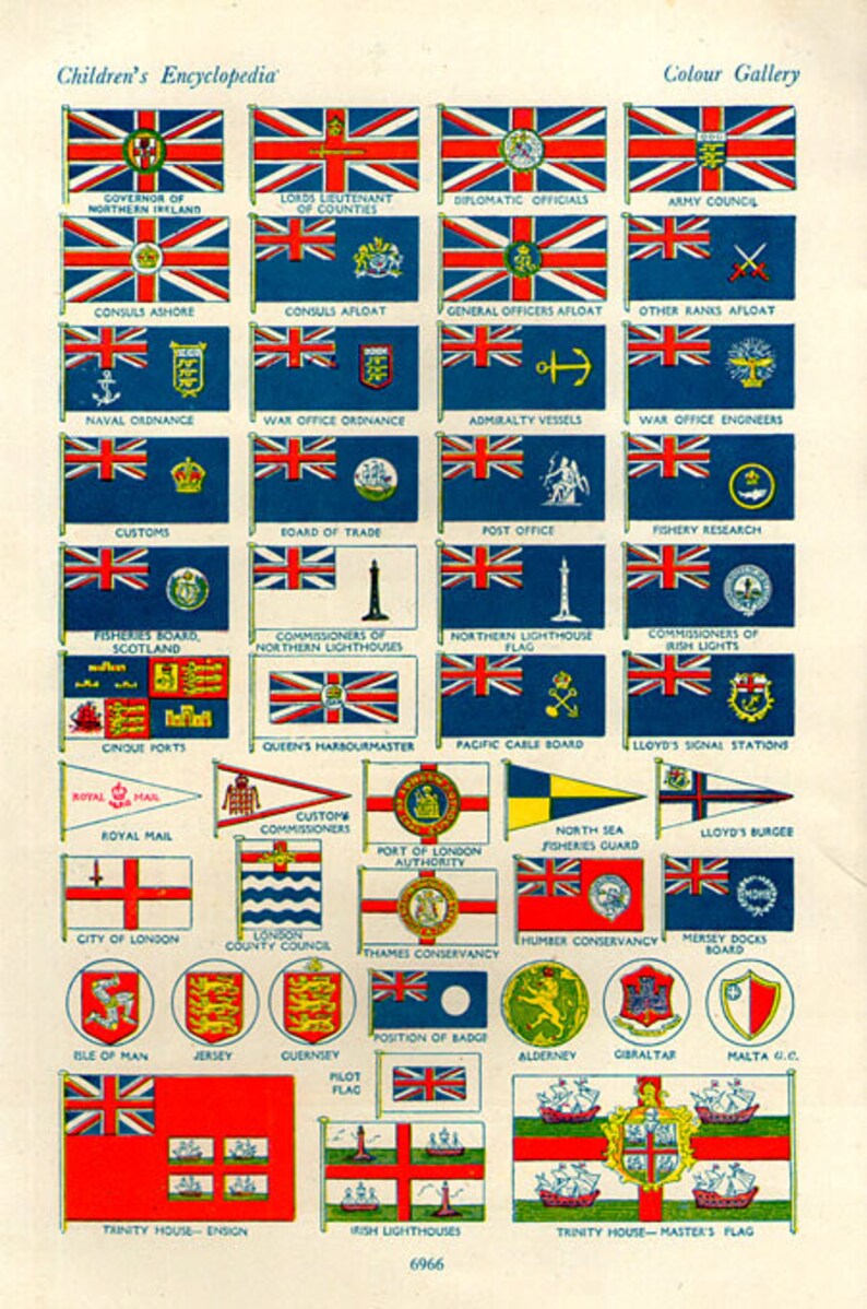 WORLD FLAGS PRINT 1950s 6966 Illustrations Lithograph Paper - Etsy