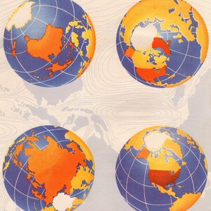 Vintage 4 WORLD GLOBES World Map 1940s image 2