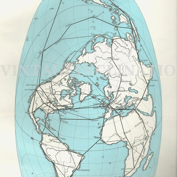 Vintage SALE PRICE, map of the WORLD (original) vintage world map, globe, aqua