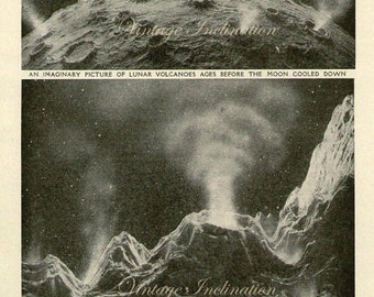1920 Vintage Astronomy print THE MOON Long Ago wall chart print 9 1/2 x 6 1/4