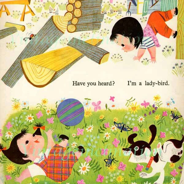 Have You Heard, Vintage Child bookplate Illustration, childrens room decor, nursery Wall Art to frame