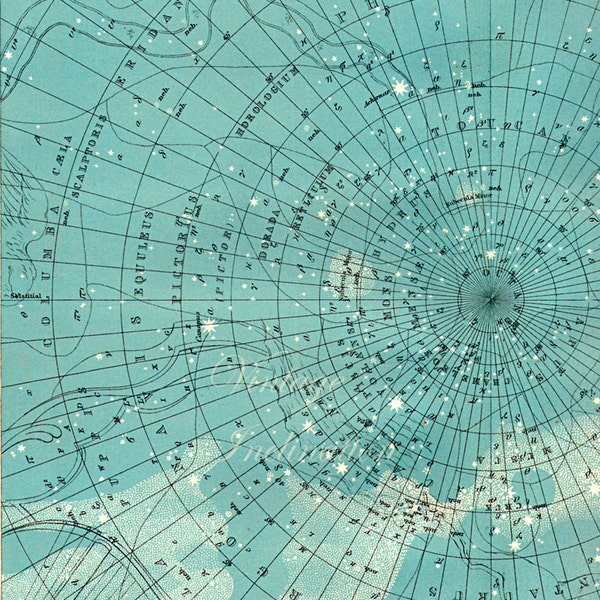 1908 South Polar Star Map xx 106 Years Old astronomy original vintage atlas star maps zodiac chart of stars constellation star stargazing