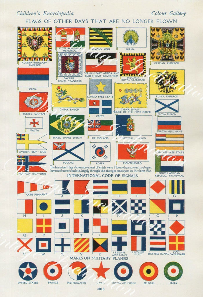 National Flags Signal Codes 4013 Vintage Lithograph Print - Etsy
