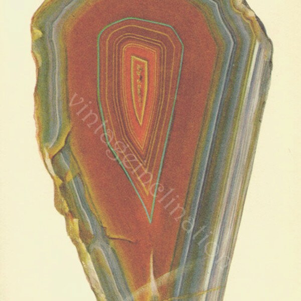 Vintage Print Rocks and Minerals, Agate