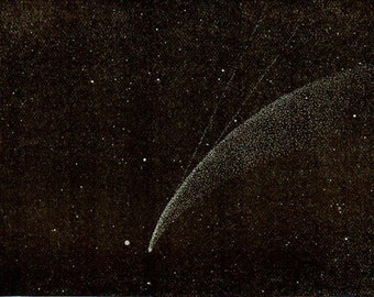 1886 TAILS of the 1858 COMET, Original Vintage Space Astronomy Print