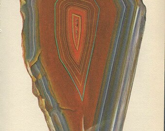 Vintage 1950 CHALCEDONY Minerals Print Antique Gems Precious Stones print gemstones print, bookplate art print, minerals wall print wall art