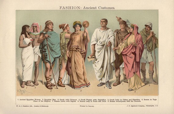 Rich Ancient Roman Clothing Rich Greek Clothing Antique Print