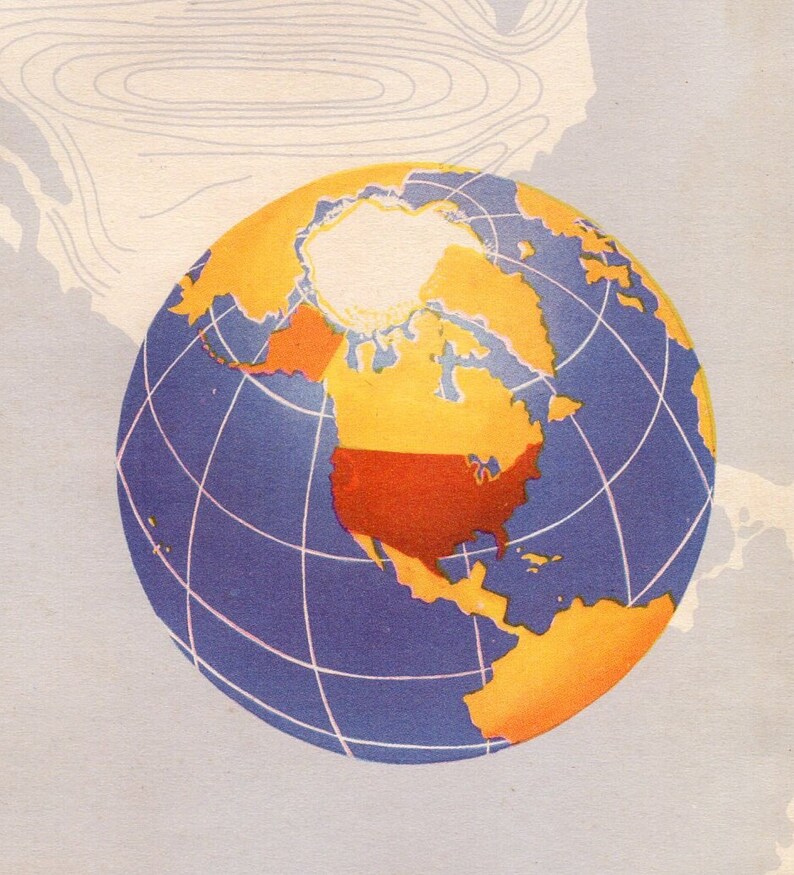 Vintage 4 WORLD GLOBES World Map 1940s image 3