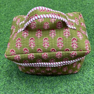 Indian block Print Large Vanity Bag Colorful Make Up Bag Quilted Fabric Cosmetic Bag Toiletry Travel Pouch vanity bag for women