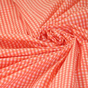 Orange Gingham Cotton Fabric | Checkered Cotton Fabric by Yard | Soft Breathable Cotton Material