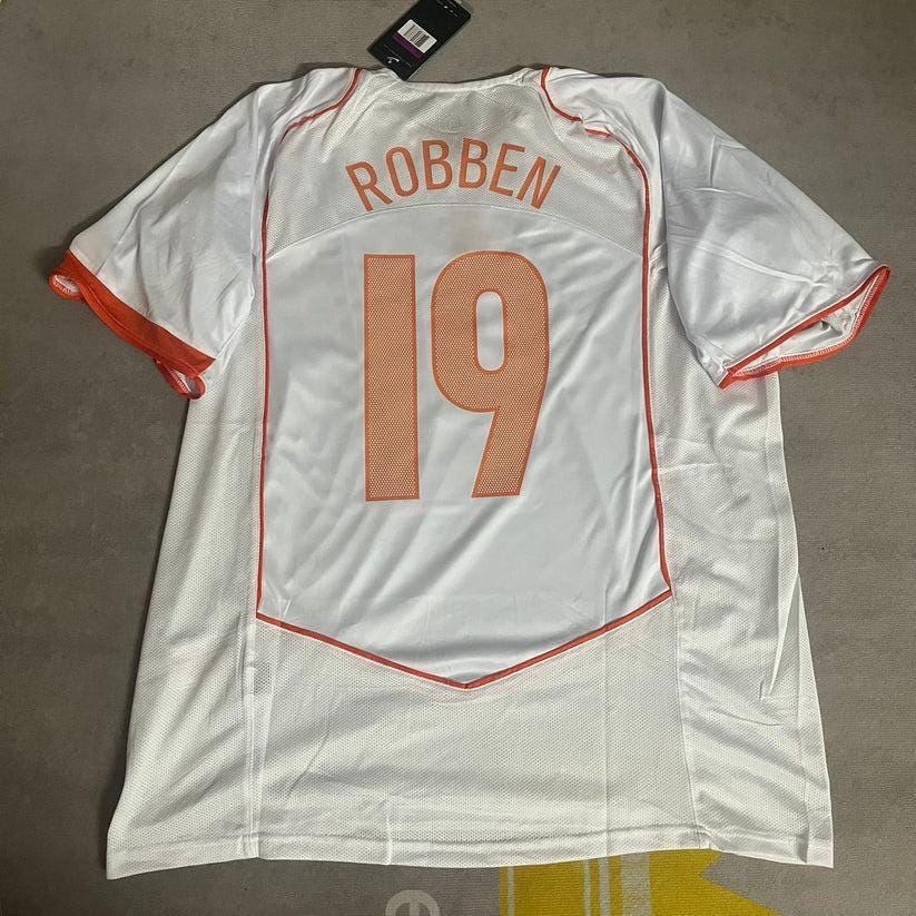 Maillot Extérieur Pays-Bas Vintage - Nike - Blanc, N°11 Robben - Taille M - Occasion