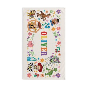 Toy Story Hand Towel Personalized Woody Buzz Lightyear Bathroom Decor, Disney World Trip Gift, Custom Name Kids Towel image 7