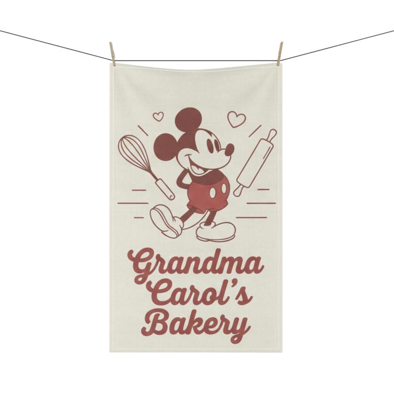 Toalla de cocina de Mickey Mouse para la abuela, decoración de cocina personalizada de Disney, toalla de cocina de Mickey para hornear, regalo personalizado de Disney para la abuela imagen 2