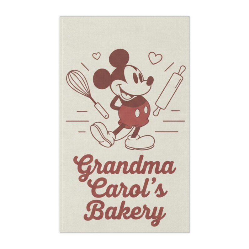 Toalla de cocina de Mickey Mouse para la abuela, decoración de cocina personalizada de Disney, toalla de cocina de Mickey para hornear, regalo personalizado de Disney para la abuela imagen 4