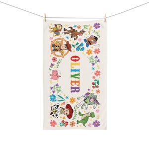 Toy Story Hand Towel Personalized Woody Buzz Lightyear Bathroom Decor, Disney World Trip Gift, Custom Name Kids Towel image 5