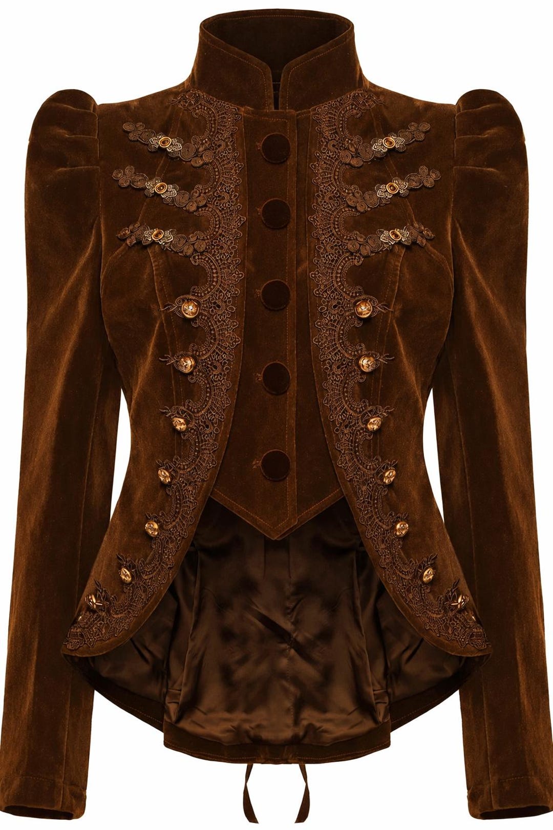 Women's Victorian Velvet Jacket | Brown Steampunk Military Blazer With ...