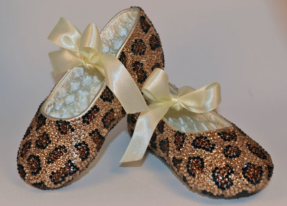 Leopard Print Baby Rhinestone Shoes 