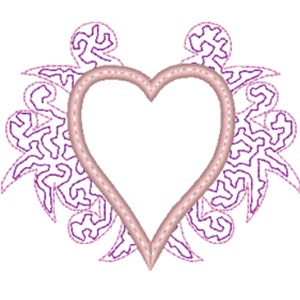 Machine Embroidery Applique Heart with Scroll