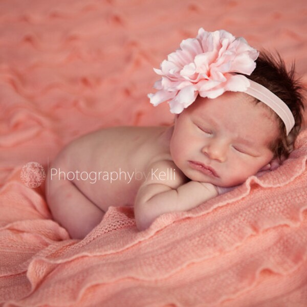 Baby Headband..Baby Girl Headband...Newborn Headband... Gorgeous light pink silk flower headband