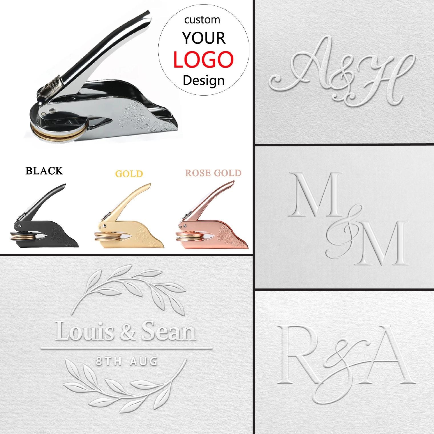 Custom Monogram Wedding Embosser -wedding Initial Monogram Metal Seal ...