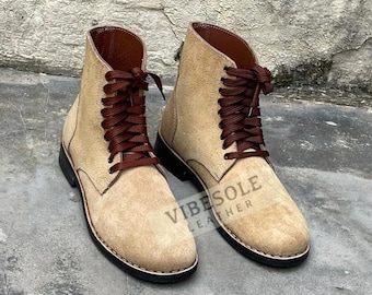 Handmade US Army Boots – Vintage Roughout Leather Combat Boots, Army Boot.
