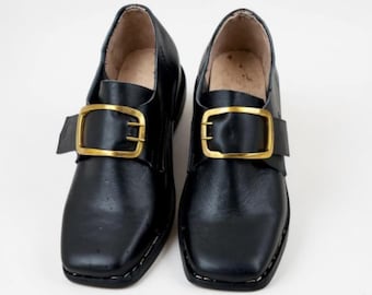 Ręcznie robione skórzane buty z klamrą Napoleona – obuwie do rekonstrukcji historycznej