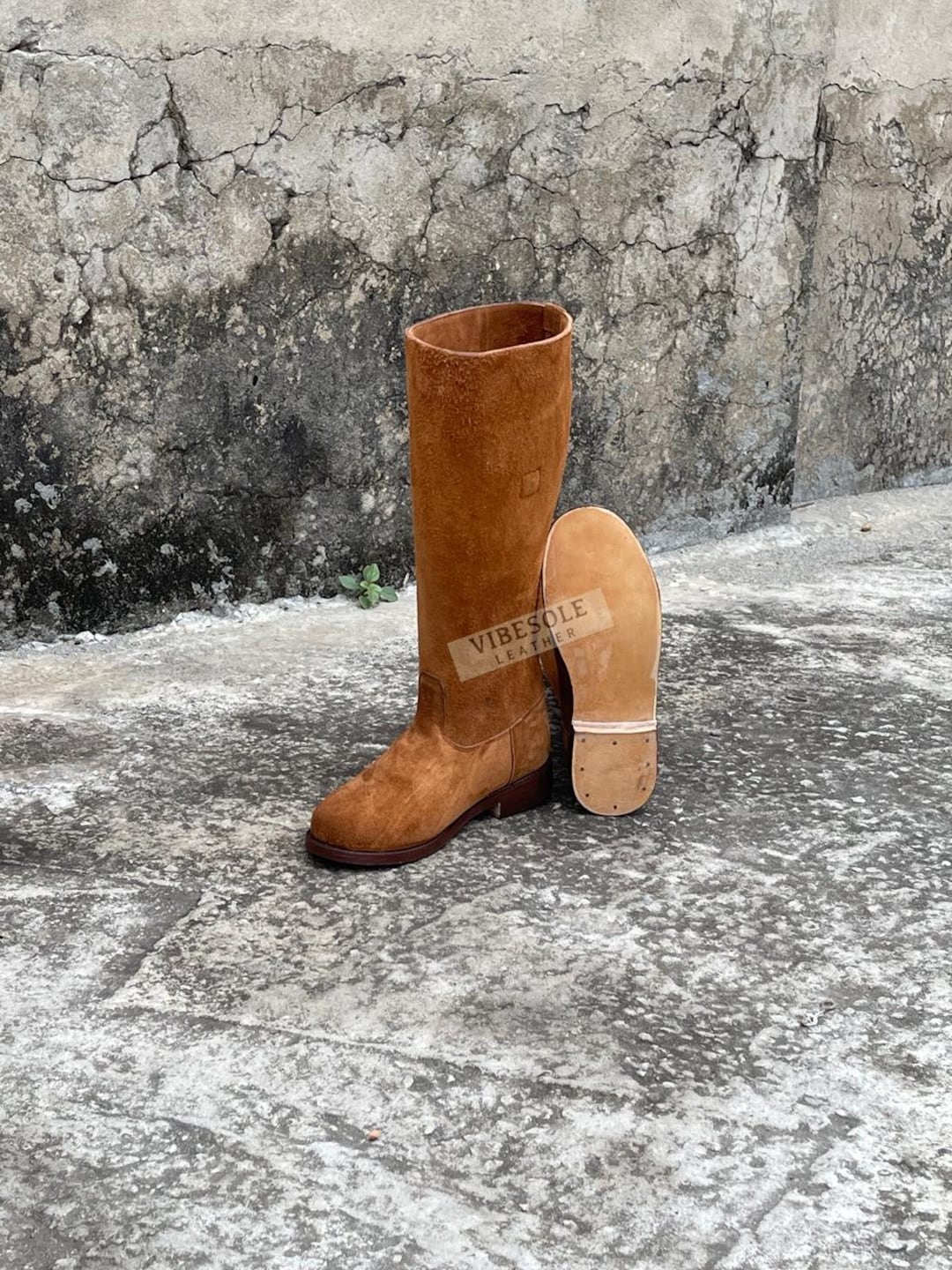 Handmade Brown Roughout Leather Riding Boots | Men's Tall Equestrian ...