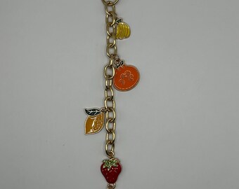 Fruit Themed Keychain: Banana, Lemon, Orange, Strawberry Charms Bag Accessory