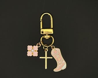 Small pink cowgirl keychain; Bag charm accessory