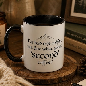Second Breakfast Fantasy Mug, Hobbitcore Inspired Glossy Coffee Cup, Cozy Adventure Gift for Book Lovers and Cottagecore Fans