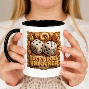 3D Puffy Lucky Roll Becher | Backgammon Würfel Kaffee Tasse | Brettspiel Trinkgeschirr