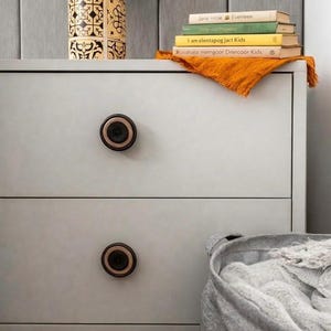 Augen Schubladenknöpfe, rustikale Boho Schrankknäufe, runde Holz Schubladenbeschläge