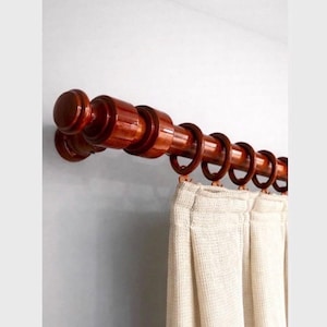 Set di aste per tende in legno di noce, carpino rustico, accessori completi per finestre