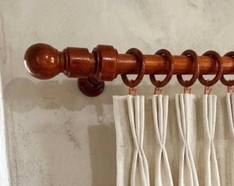 Handgjord gardinstång i valnötsavenbokträ, rustikt lantligt kit