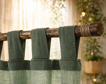 Anpassad dubbel muslingardin, 100 % bomullsgaspanel, bohemiskt lantligt draperi