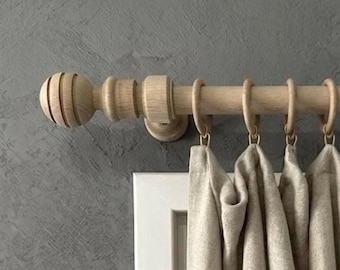 Wood Curtain Rod, Handmade Rustic Farmhouse Drapery Pole, Boho Window Treatment