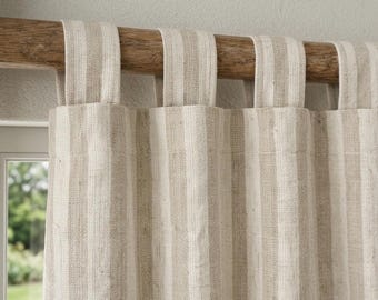 Naturlig bomullsgardin för café, randig eller enfärgad lantlig köksgardin