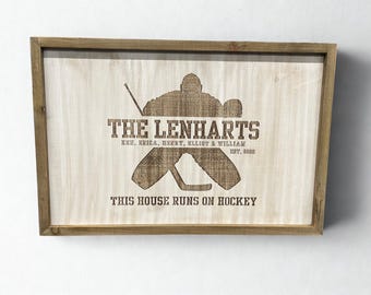 Hockey Family Signs Home Decor Custom Personalized Last Name Wall Art