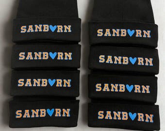 Personalized Text/Logo Winter Knit Cuffed Black Beanie - Design Your Own