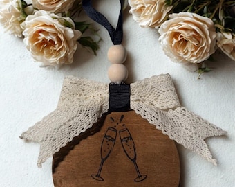 Personalized Wood Burn Wedding Ornament Party Favor Gift
