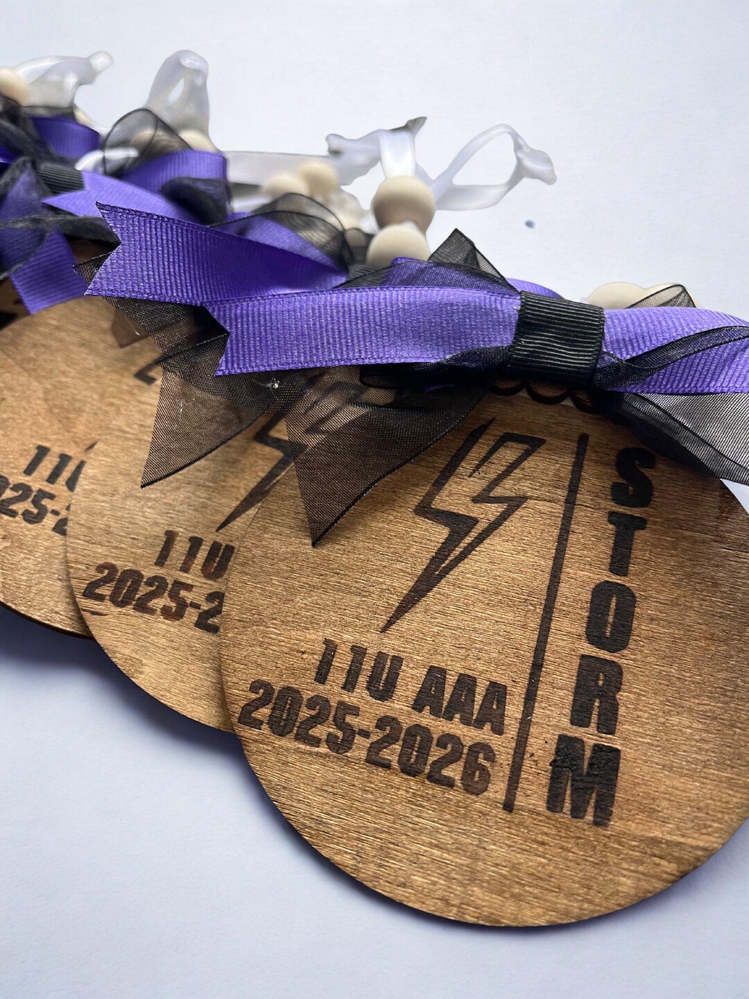 Personalized Wood Burn Ornaments With Ribbon Accent Team Birthday ...