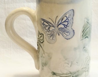 ceramic butterfly handmade 16oz coffee mug 16C033
