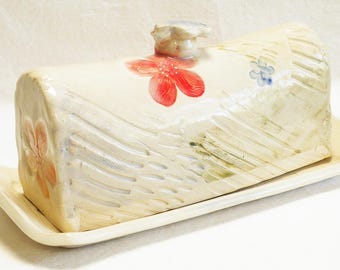 Hand Made Ceramic Floral Butter Dish FBD027