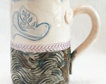 dove of peace ceramic coffee mug 16oz stoneware 16C055