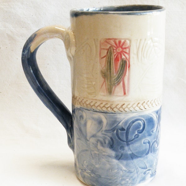 ceramic cactus coffee mug 18oz stoneware 18BO51