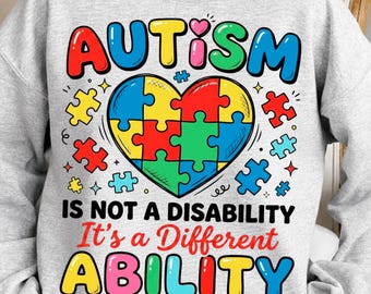 Autism Is Not A Disability PNG, Different Ability Design Png, Puzzle Piece Awareness PNG, Brushstroke Autism Graphic Png, Autism Awareness