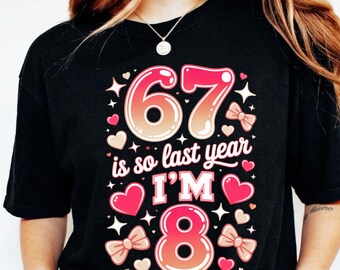 Six Seven 8th Birthday PNG: Coquette Bow Pink Birthday Meme Aesthetic Girl Party png Cute Trendy Design (Digital Download)